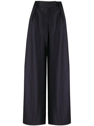 Pre-owned Gianfranco Ferre 2000s Tailored Wide-leg Trousers In Blue