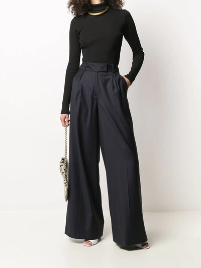 Pre-owned Gianfranco Ferre 2000s Tailored Wide-leg Trousers In Blue