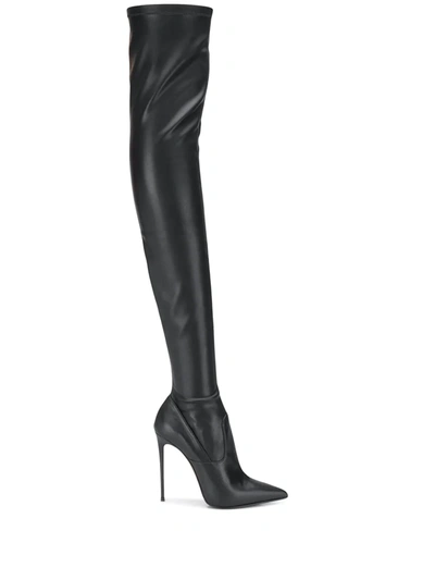 Shop Le Silla Eva Thigh-high Leather Boots In Black