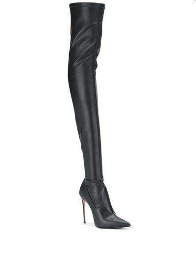 Shop Le Silla Eva Thigh-high Leather Boots In Black