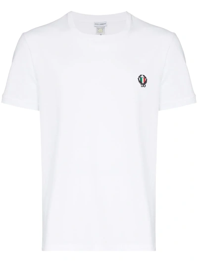 Shop Dolce & Gabbana Logo-embroidered Cotton T-shirt In White