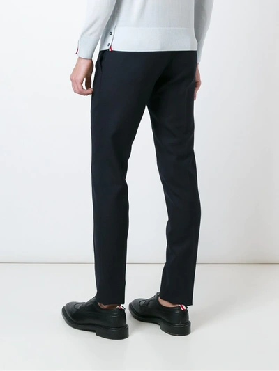 Shop Thom Browne Low Rise Skinny Side Tab Trouser In 2 Ply Fresco In Blue