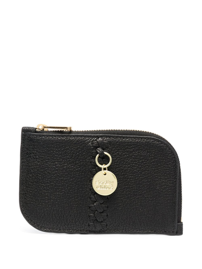 Shop See By Chloé Logo Plaque Leather Wallet In Black