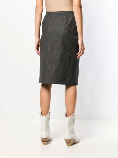 Pre-owned Fendi 1980s Panelled Stitch Pencil Skirt In Grey