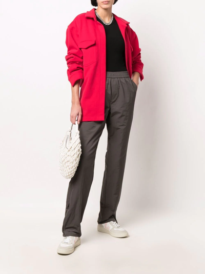 Shop Styland Organic Cotton Shirt Jacket In Red
