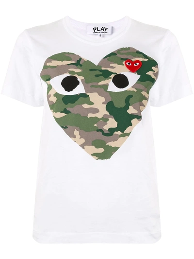 Shop Comme Des Garçons Play Logo-print Crew Neck T-shirt In White