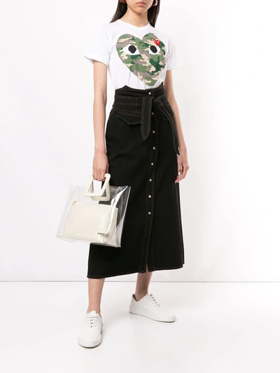 Comme Des Garçons Play Logo-print Crew Neck T-shirt In White