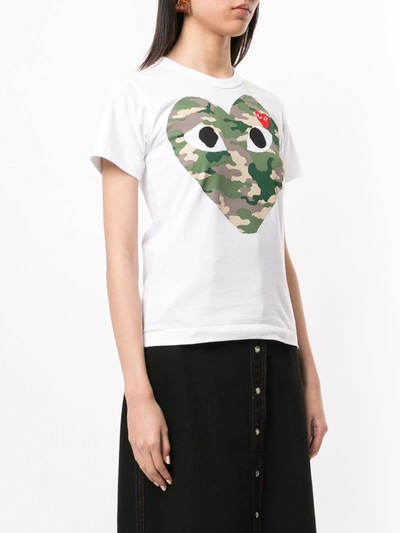 Shop Comme Des Garçons Play Logo-print Crew Neck T-shirt In White