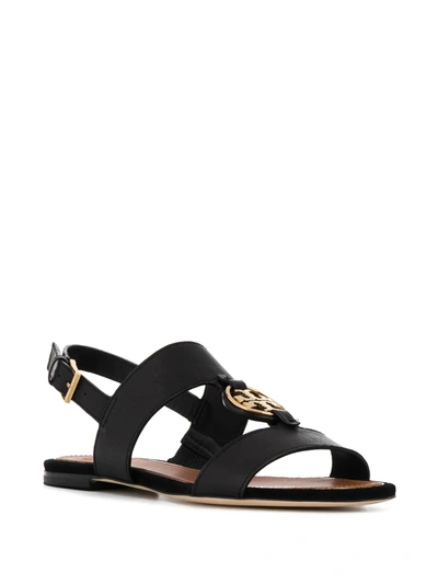 Shop Tory Burch Miller Logo Sandals In Black