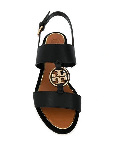 Shop Tory Burch Miller Logo Sandals In Black