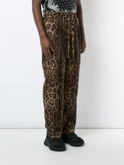 Dolce & Gabbana Leopard-print Silk Pajama Bottoms In Neutrals