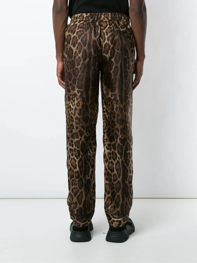 Dolce & Gabbana Leopard-print Silk Pajama Bottoms In Neutrals