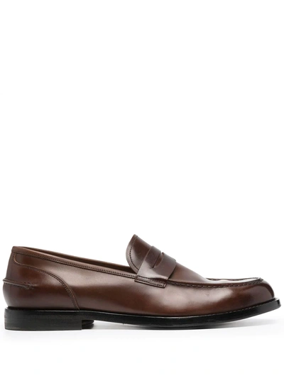 Shop Alberto Fasciani Slip-on Leather Loafers In Brown