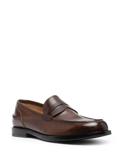 Shop Alberto Fasciani Slip-on Leather Loafers In Brown