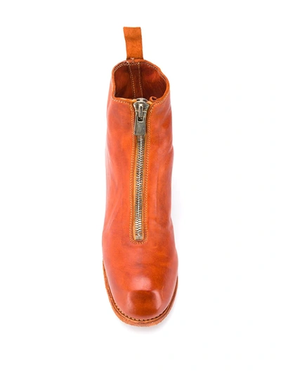 Shop Guidi Zip Detail Boots In Orange