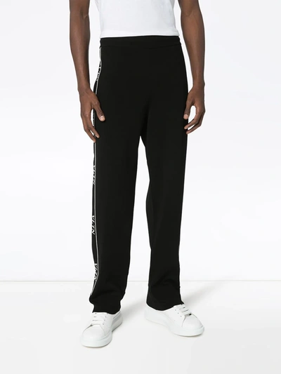 Valentino Vltn Viscose Blend Knit Track Pants In Black