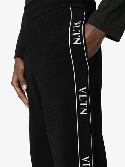 Valentino Vltn Viscose Blend Knit Track Pants In Black