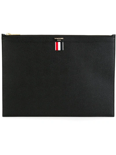 Thom Browne Medium Document Holder With Iconic Logo In Black