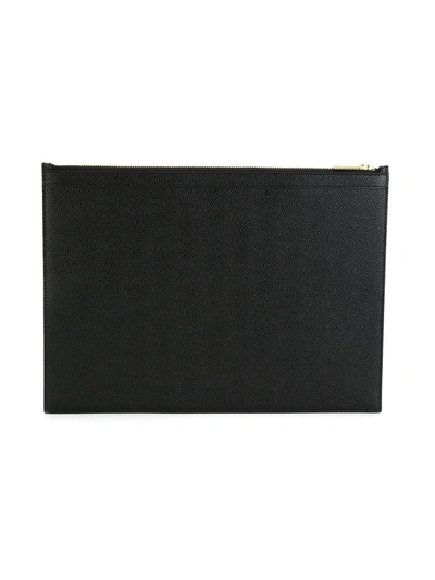 Shop Thom Browne Logo-stamp Leather Document Holder In Black