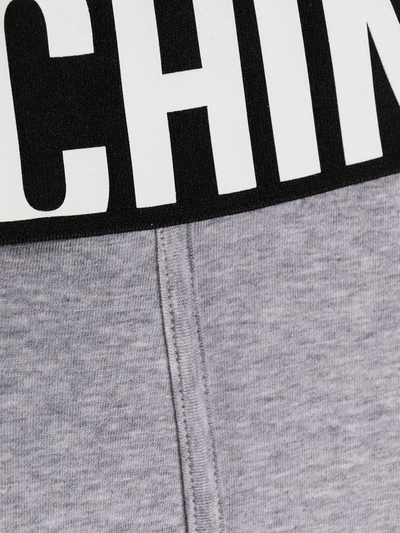 Shop Moschino Logo Waistband Boxers In Grey