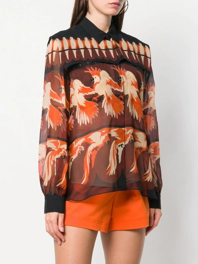 Shop Fendi Parrot Print Shirt In Orange