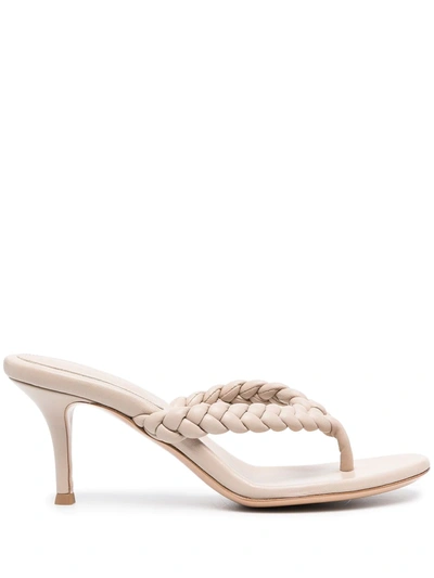 Shop Gianvito Rossi Tropea 70mm Heeled Thong Sandals In Neutrals