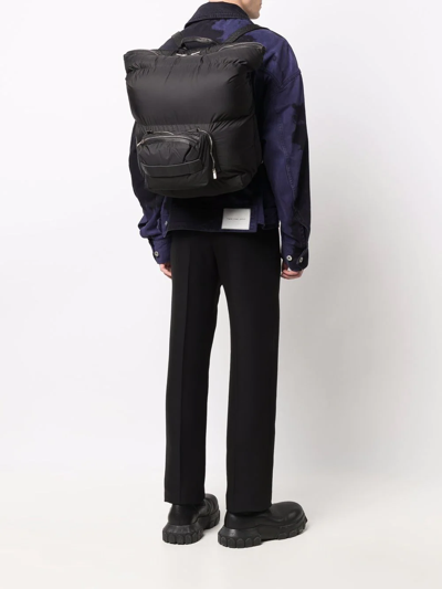 Shop Guidi Leather-trim Padded Backpack In 黑色