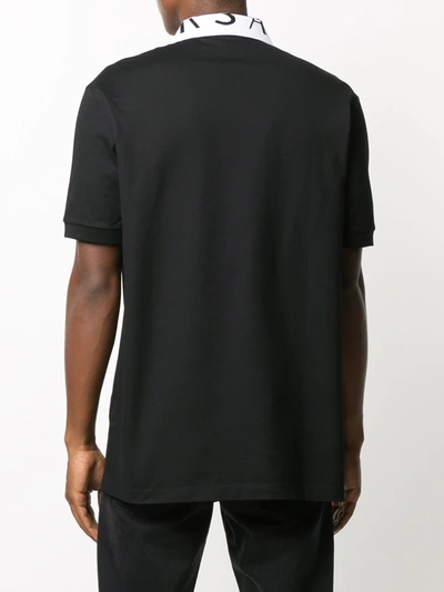 Shop Versace Jacquard Logo Collar Polo Shirt In Black