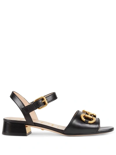 Shop Gucci Horsebit Strap Buckle-fastening Sandals In Black