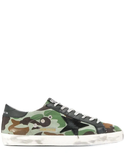 Shop Golden Goose Super-star Camouflage Sneakers In Green