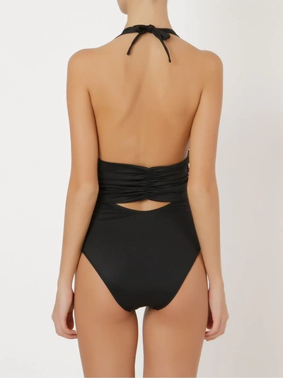 Shop Brigitte Deep V-neck Swimsuit In Black