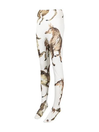 Yuhan Wang Deer-print Tights In White