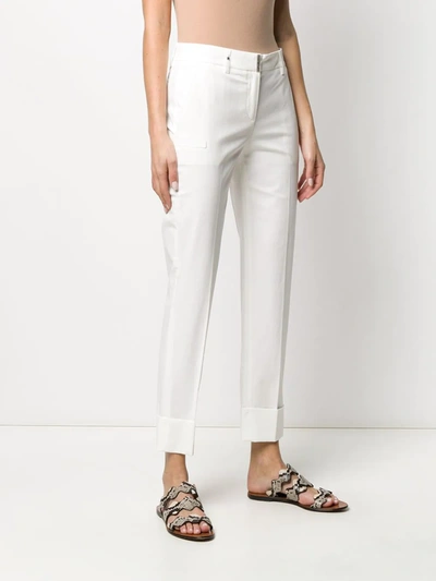 Shop Lorena Antoniazzi Cropped Straight Leg Trousers In White