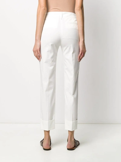 Shop Lorena Antoniazzi Cropped Straight Leg Trousers In White
