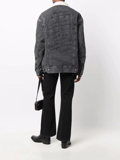 Shop Junya Watanabe Faux-shearling Collar Denim Jacket In Schwarz