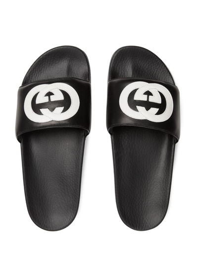 Shop Gucci Gg Logo Slides In Black