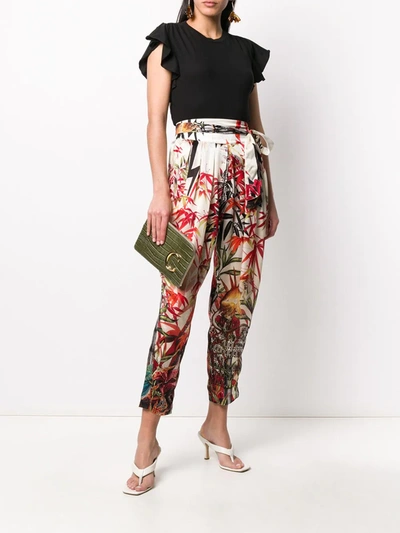 Shop Dsquared2 Tropical Print Tapered Trousers In Neutrals