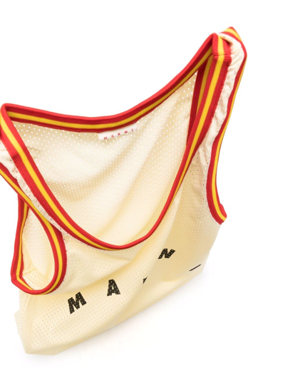 Shop Marni Logo-print Basketball Tote Bag In Yellow