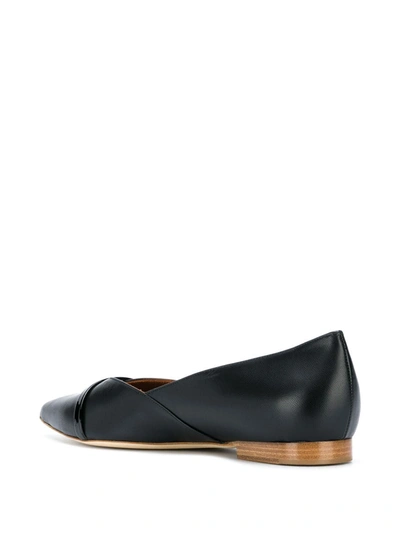Malone Souliers Colette Patent-trimmed Leather Point-toe Flats In Black