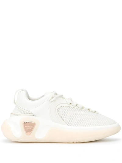 Shop Balmain B-runner Mesh-panel Sneakers In White