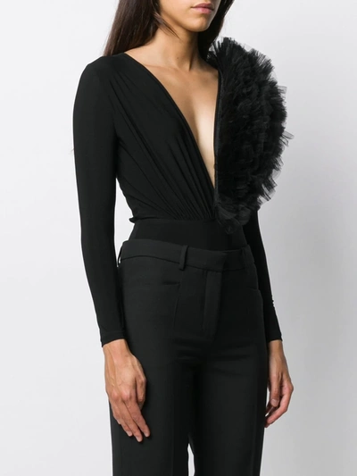 Shop Alchemy X Lia Aram Ruffled Tulle Bodysuit In Black