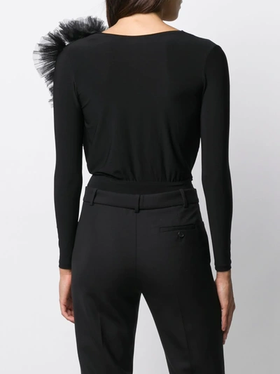Shop Alchemy X Lia Aram Ruffled Tulle Bodysuit In Black