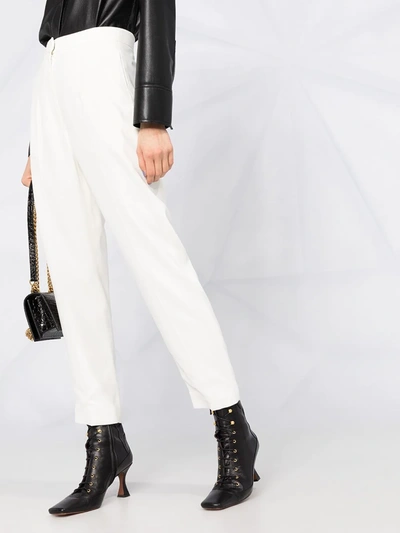 Shop Alexander Mcqueen High-waisted Cropped Trousers In White