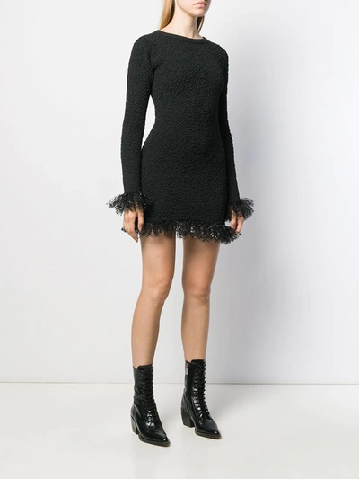 Shop Saint Laurent Tulle Trimmed Dress In Black