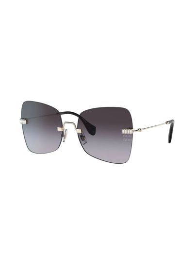 Shop Miu Miu Manière Oversized Frame Sunglasses In Grey