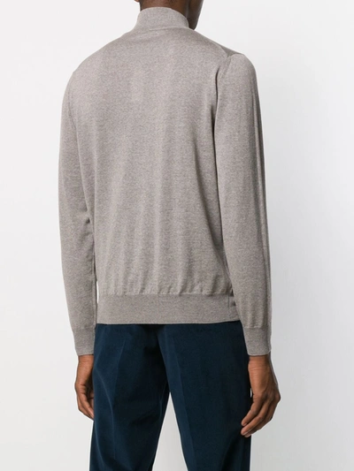Shop Canali Zipped Funnel-neck Pullover In Neutrals