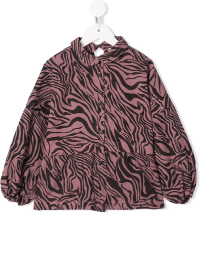 Shop Andorine Zebra-print Cotton Shirt In 粉色