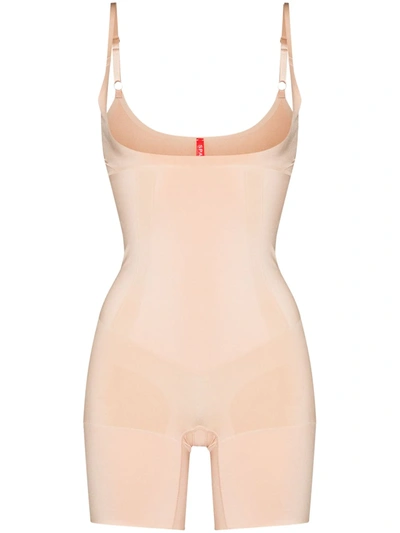 Spanx Thinstincts Open-Bust Mid-Thigh Bodysuit Soft Nude