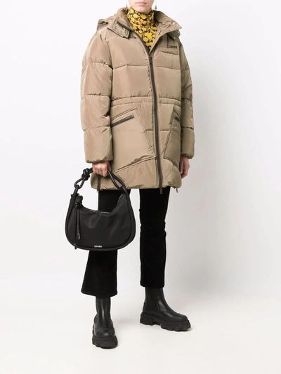 Shop Ganni Oversize Midi Puffer Jacket In 褐色