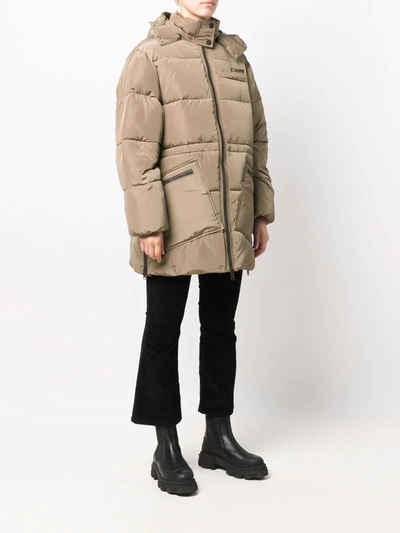 Shop Ganni Oversize Midi Puffer Jacket In 褐色